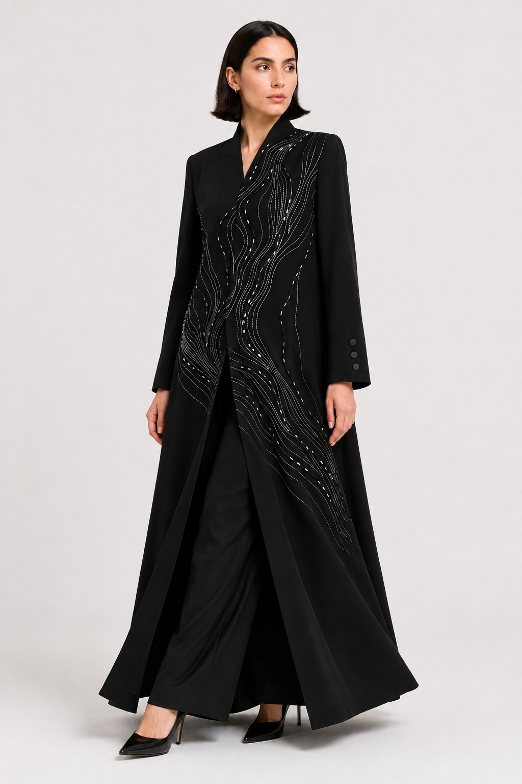 The Élan Wave Abaya — Black