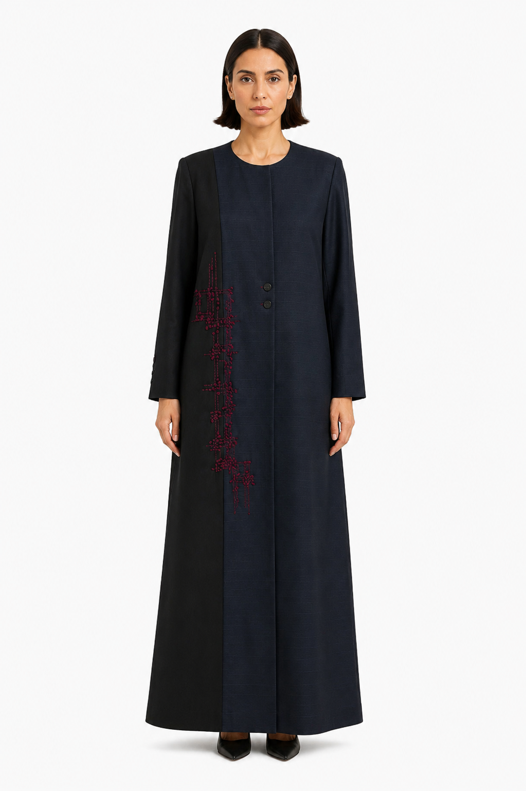 The Éclat Abaya — Midnight Blue & Black