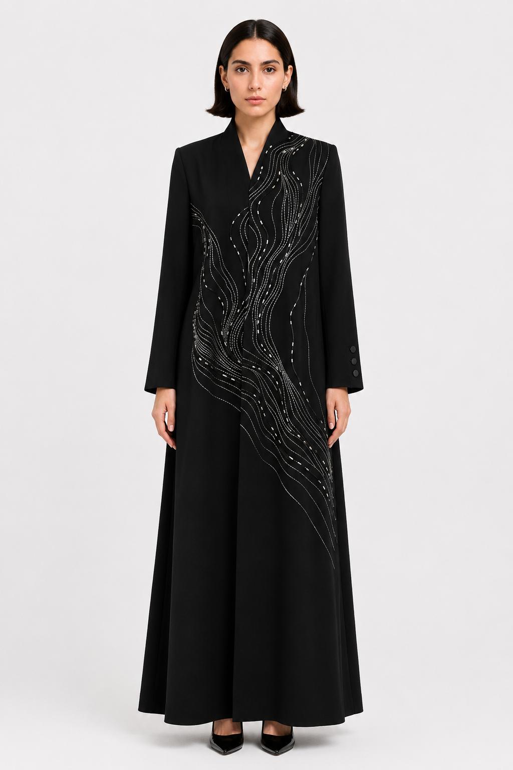 The Élan Wave Abaya — Black