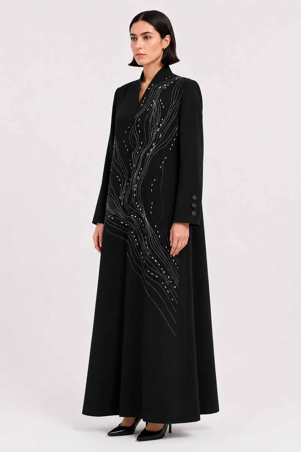 The Élan Wave Abaya — Black